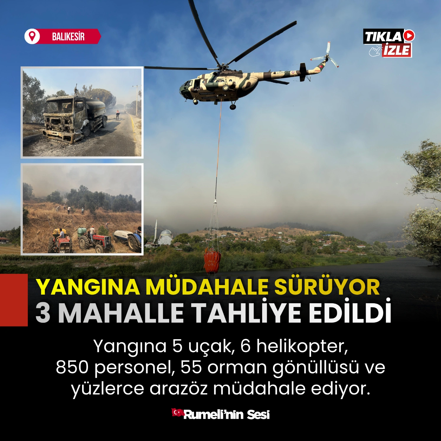 Balıkesir Gömeç-Ayvalık'taki orman yangınına müdahale sürüyor