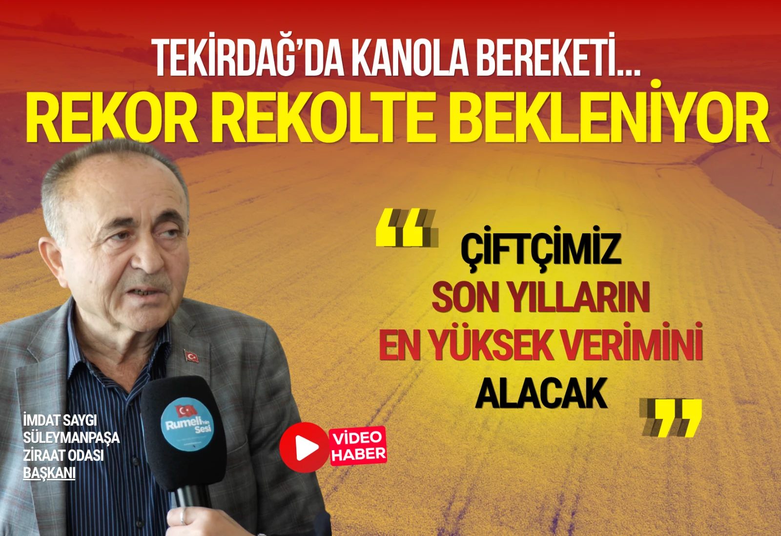 Tekirdağ’da Kanola Bereketi: Rekor Rekolte Bekleniyor...
